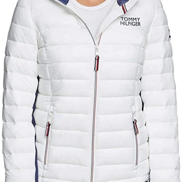 Tommy Hilfiger Women’s Packable Hooded Puffer Jacket White Medium NWT - Picture 2 of 10